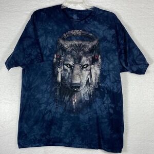 The Mountain Wolf Headphones Tie Dye T Shirt Men's 2XL 100% Cotton